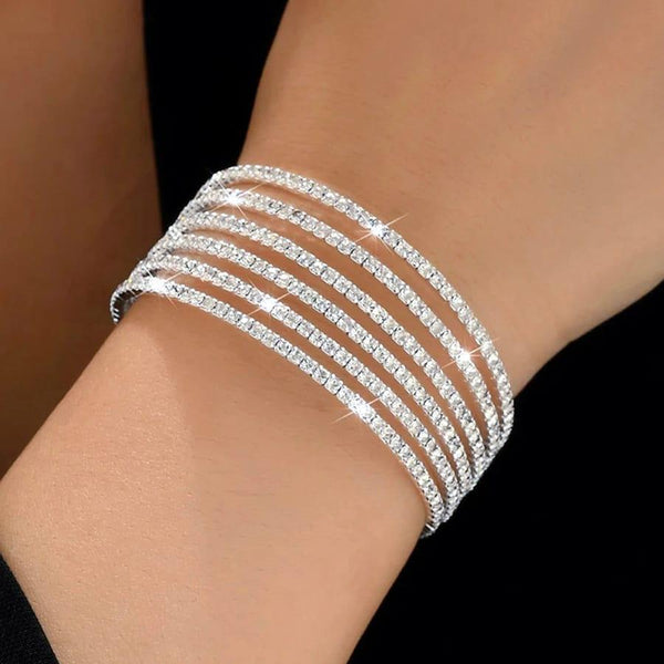 6 Pcs Silver Stone Girl's Bangles