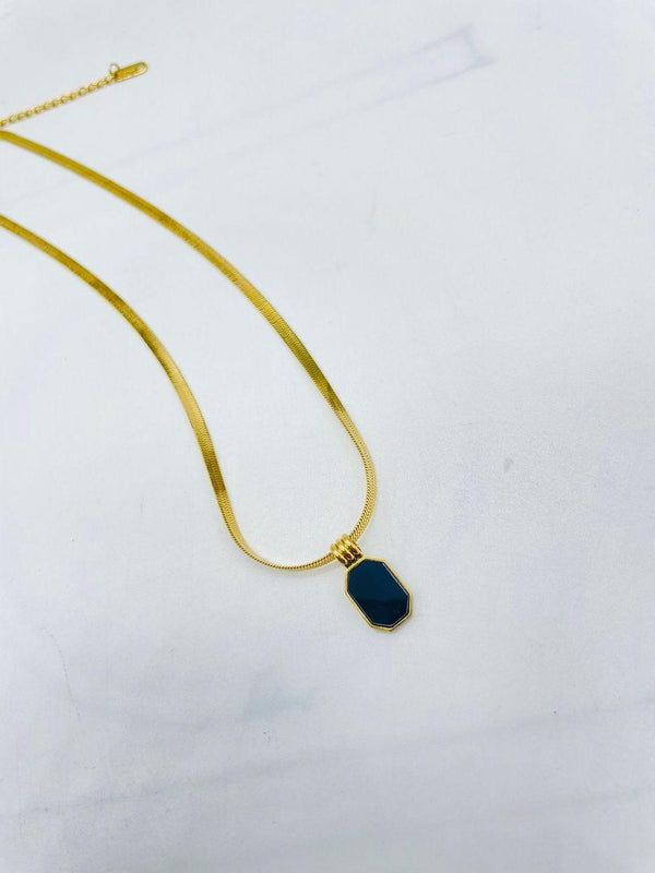 Gold Plated Black Stone Pendant