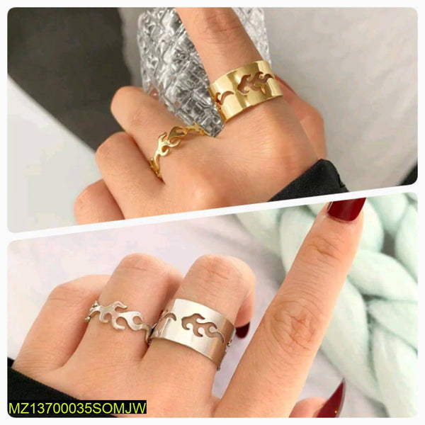 4 Pcs Trendy Fire Shape Rings Set
