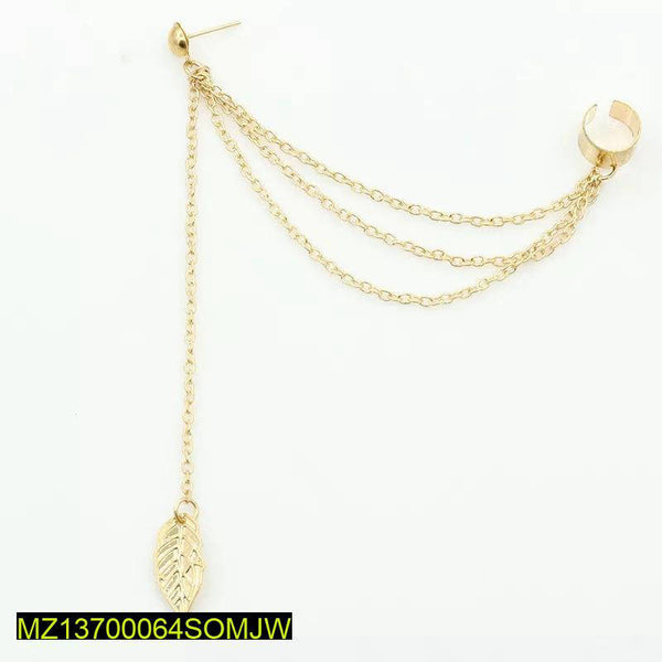 2 Pcs Gold And Silver Plated Leaf Design Ear Clip Earring