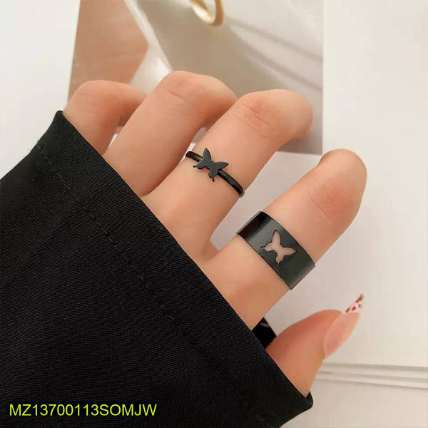 2 Pcs Trendy Couple Butterfly Rings