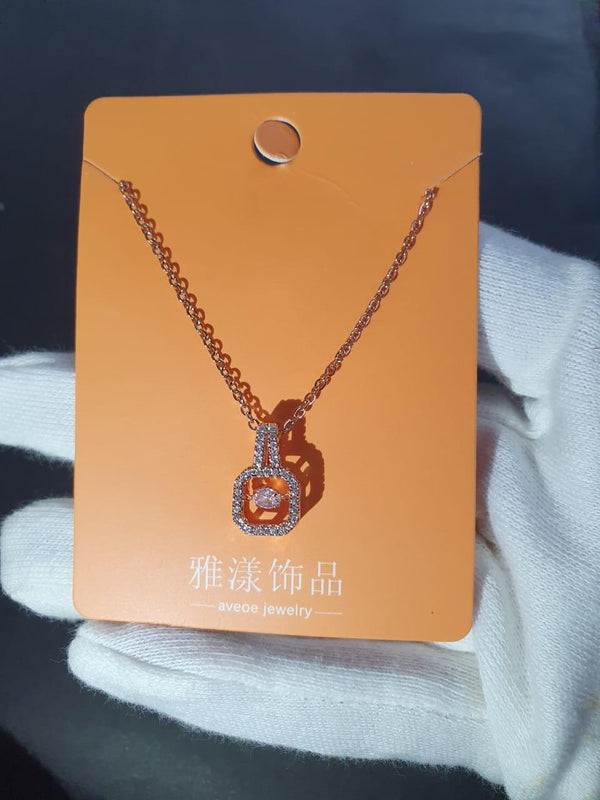 Square Design Gold Plated Zircon Pendant