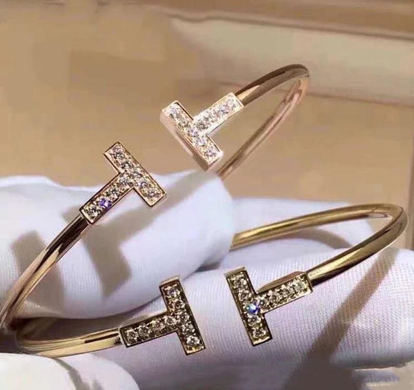 Modern Single Gold-Plated T- Shaped Bracelet