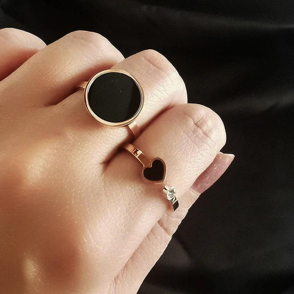4 pcs Antique Plated Artificial Stones Rings Set