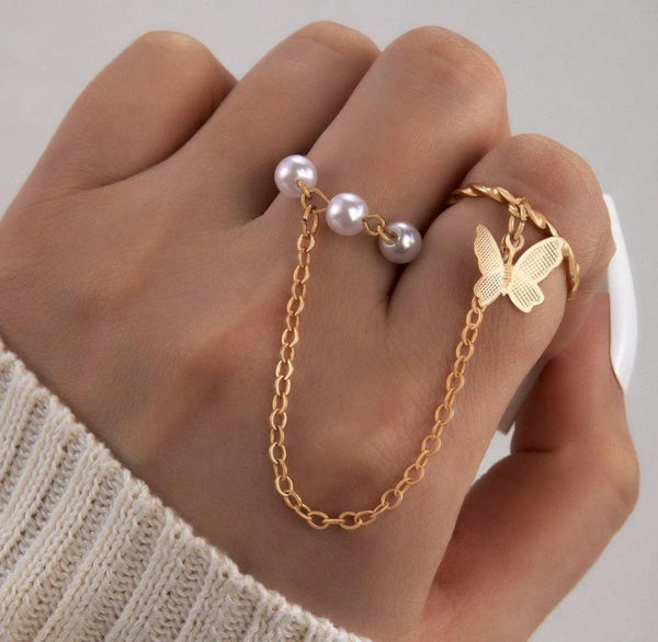 Gold Plated Adjustable Rings Set