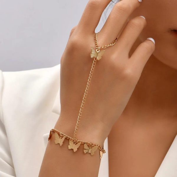 Beautiful Butterfly Hand Charm Bracelet