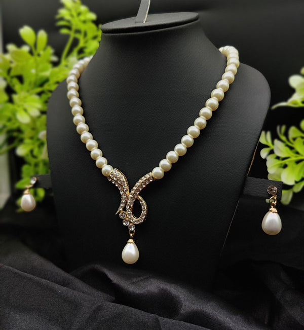 Imported Exquisite Pearl Necklace Set With Radiant Pendant & Earrings | Girls & Women Fashion