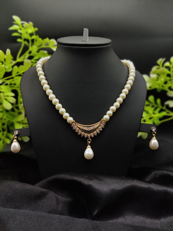 ✨ Imported Pearl Perfection Dual-strand Necklace Set With Elegant Teardrop Pendant ✨ | Artificial Necklace For Girls & Women