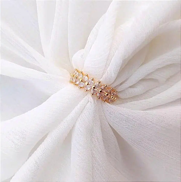 Elegant Gold Plated Crystal Adjustable Ring