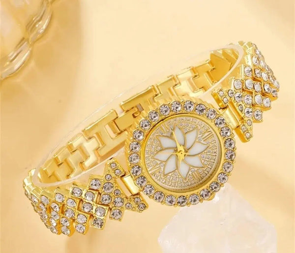 Women's Golden Beads Chain Strap Watch