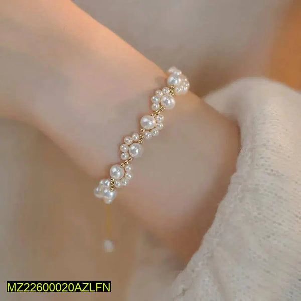 1 Pc Funky Gold Plated Pearl Charm Bracelet