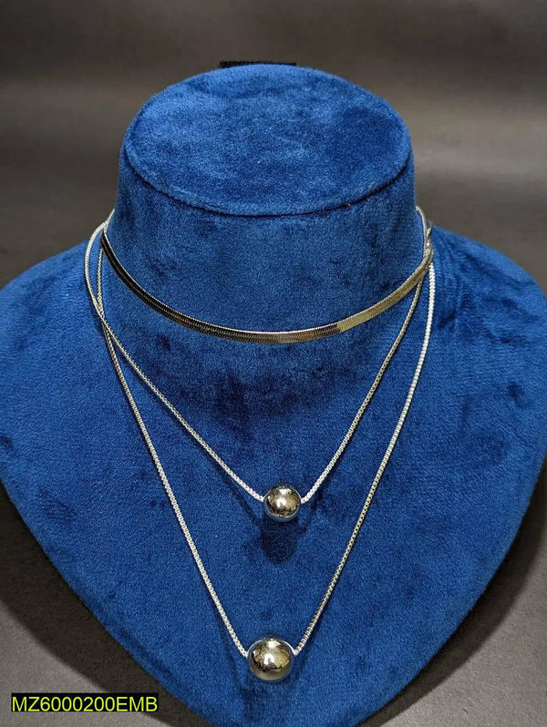 Three Layered Silver Necklace